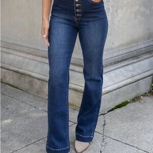 Grace & Lace Blue Flare Wide Leg Jeans
